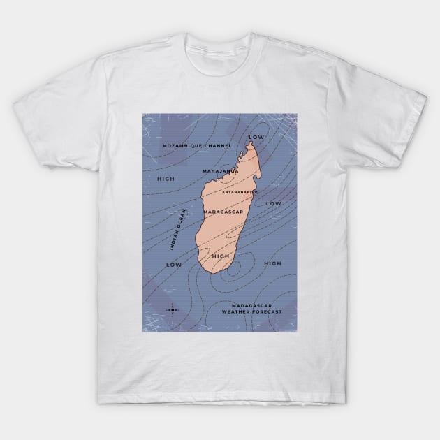 Madagascar Vintage weather map T-Shirt by nickemporium1